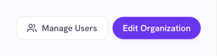 The Organization page header with Manage Users and Edit Organization buttons